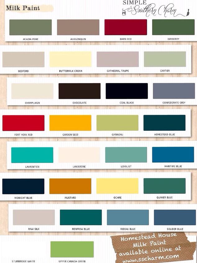 homestead house milk paint, painted furniture, Milk Paint Color Chart