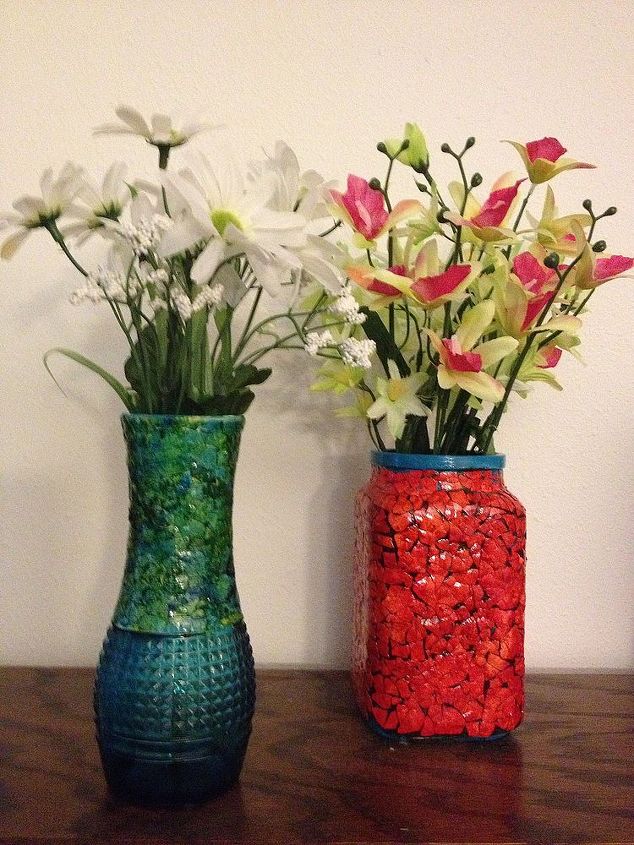 mosaic eggshell vase, crafts