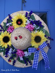 garden hat door decoration, crafts, doors, flowers, seasonal holiday decor