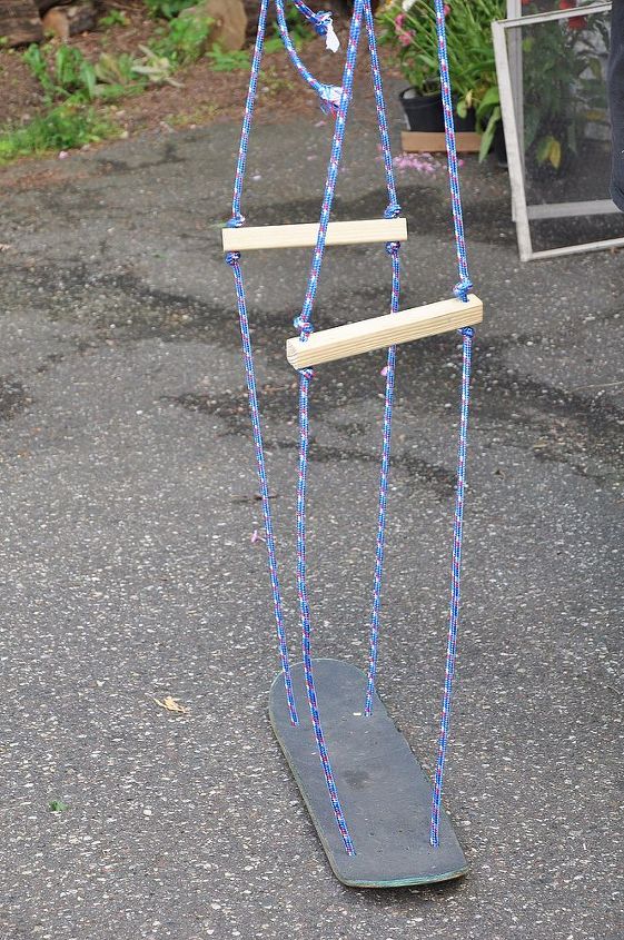 diy make a swing out of an old skateboard, diy, how to, outdoor living, repurposing upcycling, The finished swing Now go find a tree to hang it from