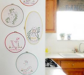 vintage style kitchen decor homecrafts, crafts, home decor, kitchen design, repurposing upcycling, My husband s grandmother s embroidered towels are framed and hung on our kitchen wall