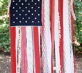 patriotic ribbon lace and fabric scrap flag, crafts, patriotic decor ideas, seasonal holiday decor