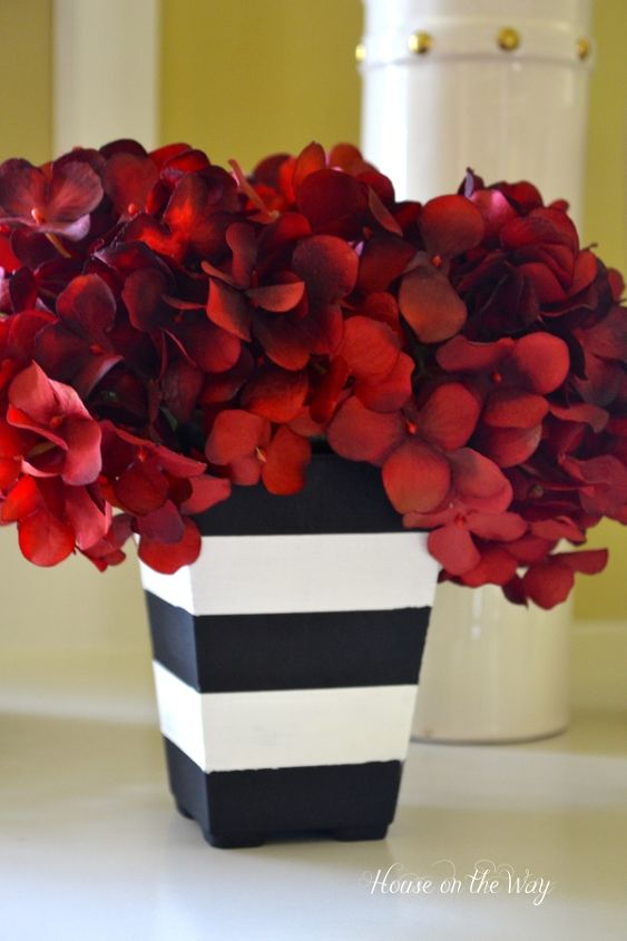 how to create chic black and white striped planters, crafts, painting, The black and white stripes are a classic chic look