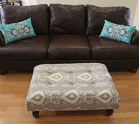from shabby to chic diy upholstered ottoman makeover, crafts, painted furniture, reupholster