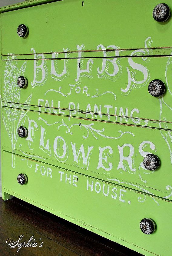 fresh and green flower ad dresser, flowers, painted furniture