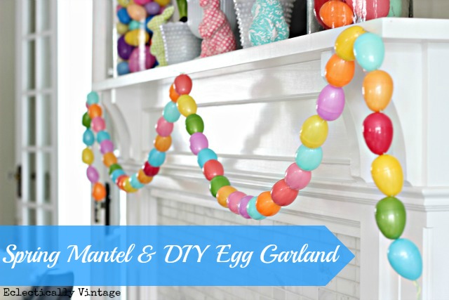 mycurrentproject is all things spring here s a sneak peek at my spring mantel and, seasonal holiday d cor, DIY Egg Garland full details coming 2 24