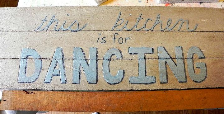 faux pallet wood cornice, diy, kitchen design, pallet, You can even paint on a favorite quote to add character