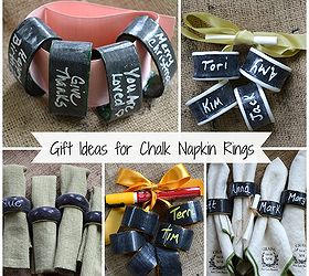 diy chalkboard napkin rings placemats, chalkboard paint, crafts, thanksgiving decorations, Ideas for the many styles of napkin rings to be found at thrift stores
