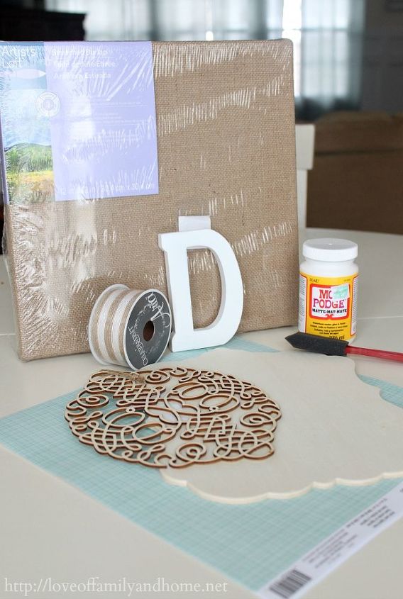 diy layered burlap monogram, crafts, decoupage, Supplies purchased from Michaels