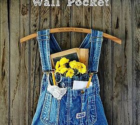repurposed overalls wall pocket, repurposing upcycling