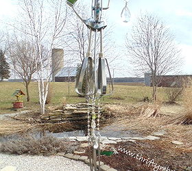 vintage egg beater wind chimes, outdoor living, repurposing upcycling