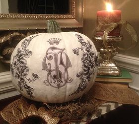 diy painted monogrammed pumpkin, crafts, seasonal holiday decor, DIY Monogrammed Pumpkin using graphics from The Graphics Fairy