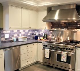 seductive and deep shades of purple from soft lilacs to regal amethys, home decor, Purple Fixtures A colorful backsplash is a great way to add interest to neutral walls and cabinets