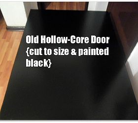 headboard with adjustable bed lamp made from an old door, diy, painted furniture, repurposing upcycling, Door has been cut to size filled the hollow end and painted black