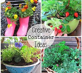 7 easy diy garden gift ideas, container gardening, flowers, gardening, Give a Micro Garden Some of my favourite homemade living gifts to make Cute boots for kids filled with edible flowers or their favourite vegie colander with ready made drainage holes a herb basket oversized strawberry cup