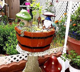 a few projects, outdoor living, repurposing upcycling, I placed it in the Garden Table so the chipmunks don t get into it