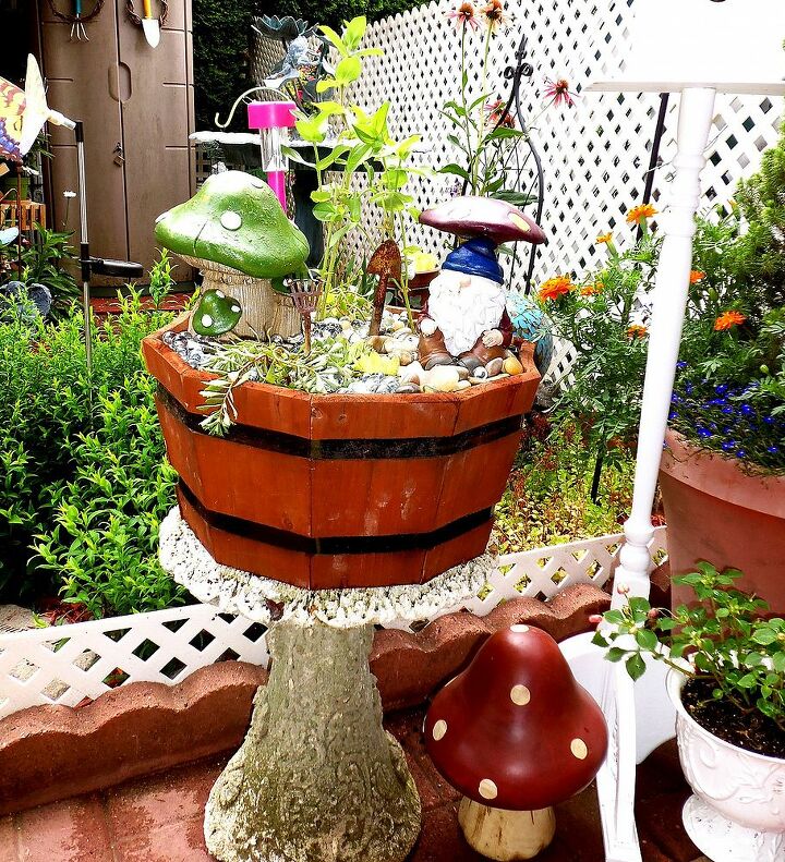 a few projects, outdoor living, repurposing upcycling, I placed it in the Garden Table so the chipmunks don t get into it