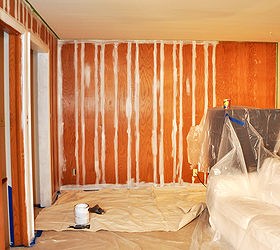 how to paint wood paneling no sanding required, paint colors, painting, wall decor, woodworking projects, Prime any grooves first to make sure you get great coverage