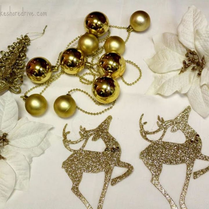 diy white and gold dollar tree wreath, christmas decorations, crafts, seasonal holiday decor, wreaths, Glue dots were used to attach the ornaments to the wreath because this is a real wreath I wanted to be able to remove the ornaments easily after Christmas