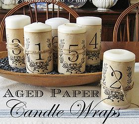 frenchy aged paper candle wraps, crafts, home decor, An easy and inexpensive project for your old pillar candles