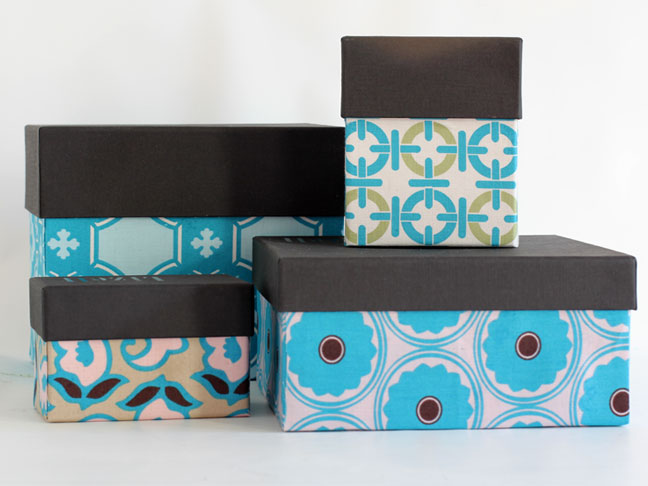 one yard decor fabric covered boxes, crafts, Small boxes covered with coordinating fabric