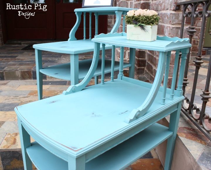 telephone table transformation, chalk paint, painted furniture, Tables were lightly distressed