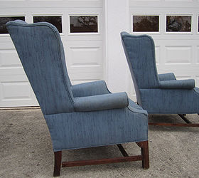 vintage wing back chairs, painted furniture, Before