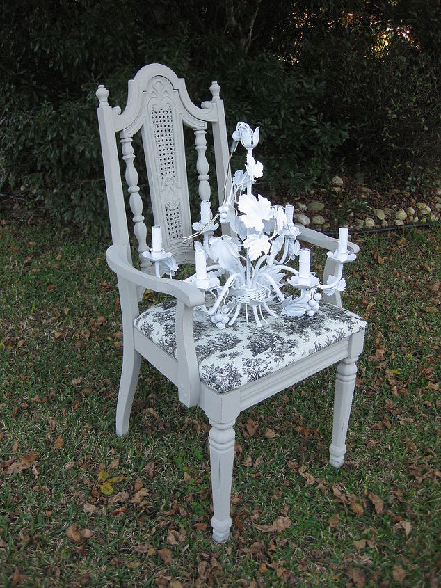for the love of toile chair amp chandie makeover, chalk paint, painted furniture