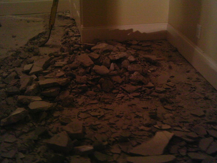 hammer time demo of a floor that was over laid on painted concrete we found 2, flooring, painting