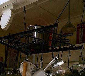 here i took old iron rail cleaned uprust went to home and garden found, home decor, kitchen design, repurposing upcycling, another way i use old stuff recyclables pot rack out of railing