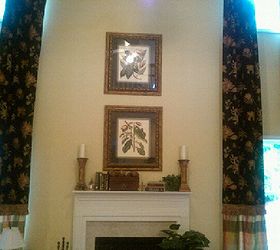 fireplace mantle, What a difference decorations and longer curtains make