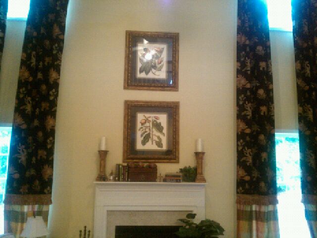 fireplace mantle, What a difference decorations and longer curtains make