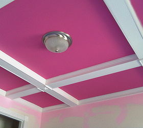 coiffured ceiling in kid s room, bedroom ideas, paint colors, painting, Painted ceiling with coiffure and standard light