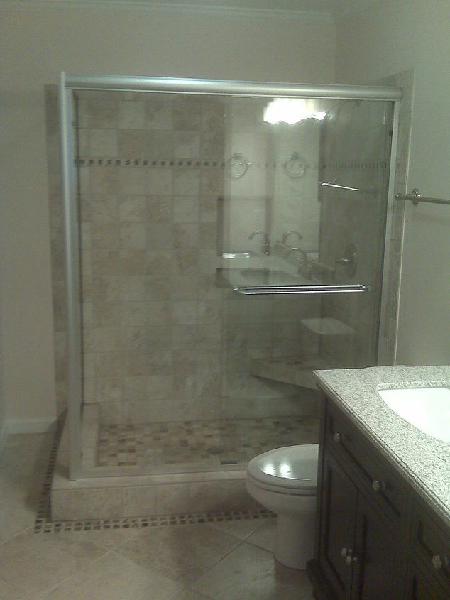 remodeled master bath added square footage by moving 2 walls repositioned all, bathroom ideas, Remodeled master bath added square footage by moving 2 walls repositioned all plumbing all new wiring Client went from a free standing small fiberglas shower to an open ceramic tile shower