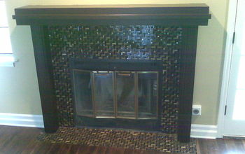 Custom fireplace with glass tile