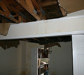 these photos are of a townhouse that were just starting work on the owner went away, home maintenance repairs, Ceiling in lving room and dining room