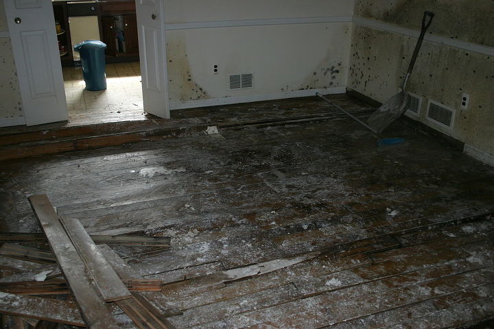 these photos are of a townhouse that were just starting work on the owner went away, home maintenance repairs, Floor in dining room