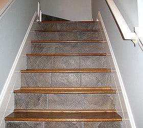 q stairs remodel, home decor, stairs, tiling, tile and oak super durable