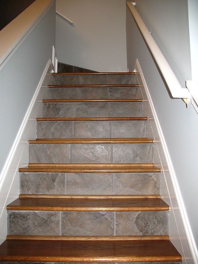 q stairs remodel, home decor, stairs, tiling, tile and oak super durable