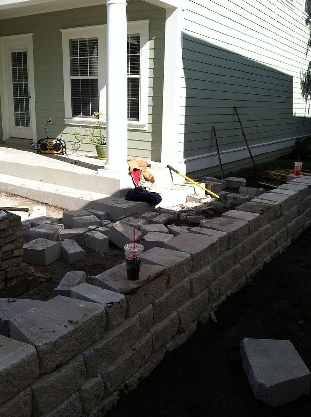 q hoffner landscaping amp nursery project, concrete masonry, electrical, landscape, outdoor living, patio, Building the walls