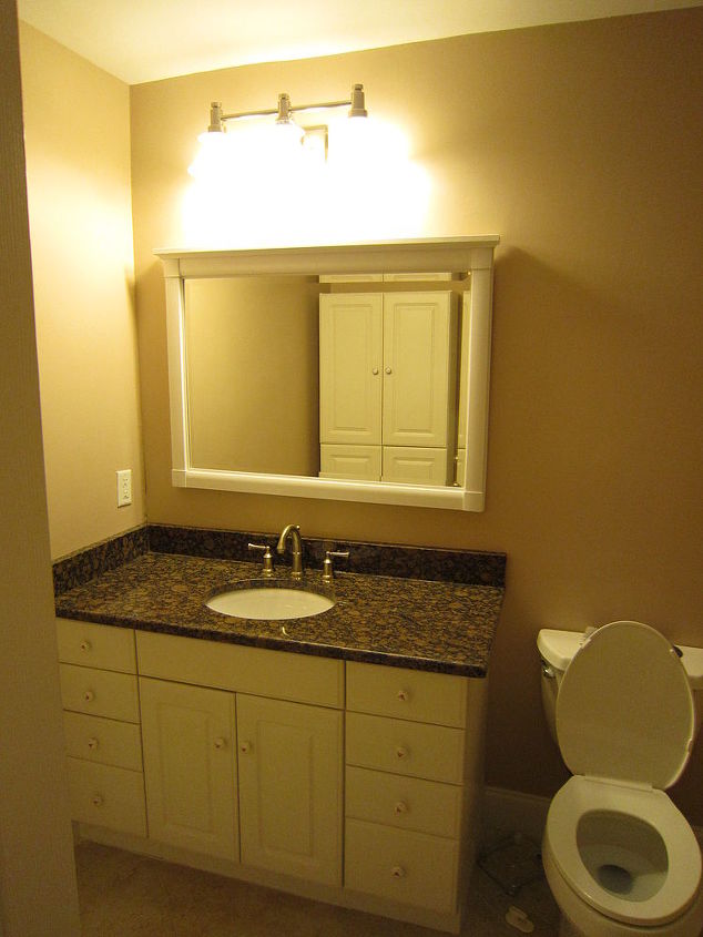 kids guest bathroom update, bathroom, new granite vanity counter top