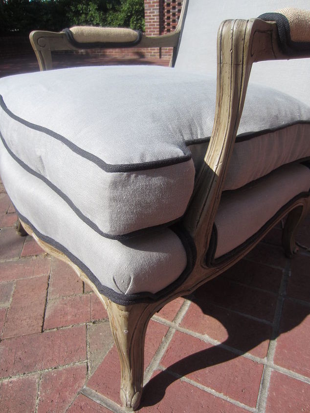 bergere chair make over, chalk paint, painted furniture, reupholster