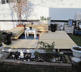 small mostly freebie backyard deck, decks, outdoor living, woodworking projects