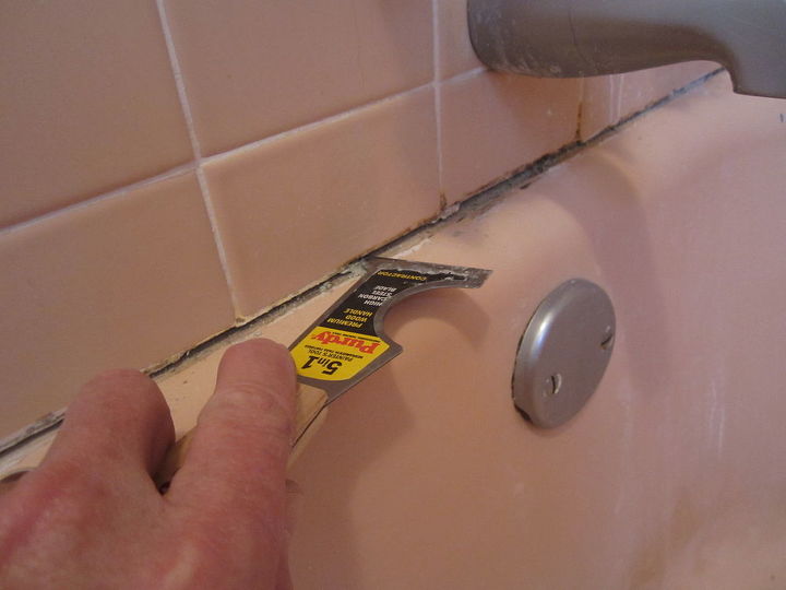 what to do about that leaky shower and tub caulking once and for all best charles, home maintenance repairs, how to, The inside of the gap needs to be free of obstruction so the new caulk can fill the inside Remove what you can of the old grout off of the inside edges