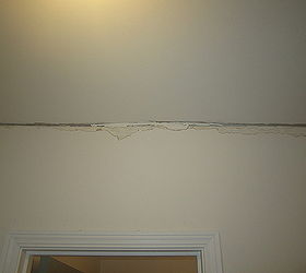 broken or crooked drywall corners made straight, This crack was 1 2 inch wide