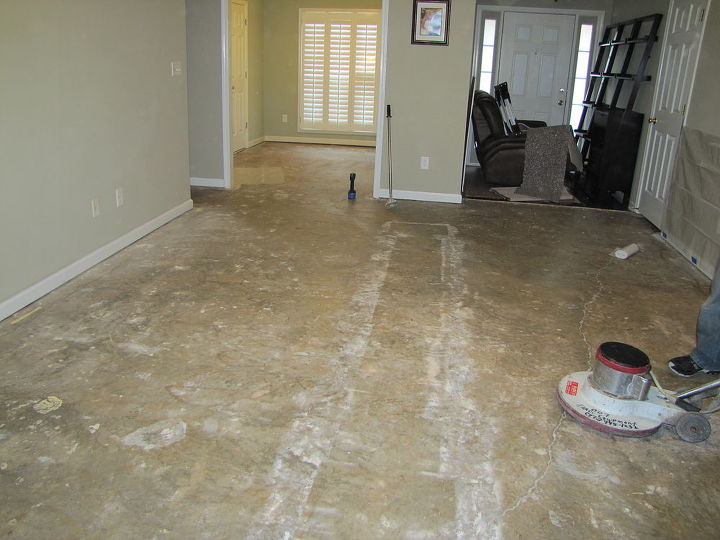 acid stained concrete floor project, concrete masonry, flooring, painting, the paint was a pain to get up