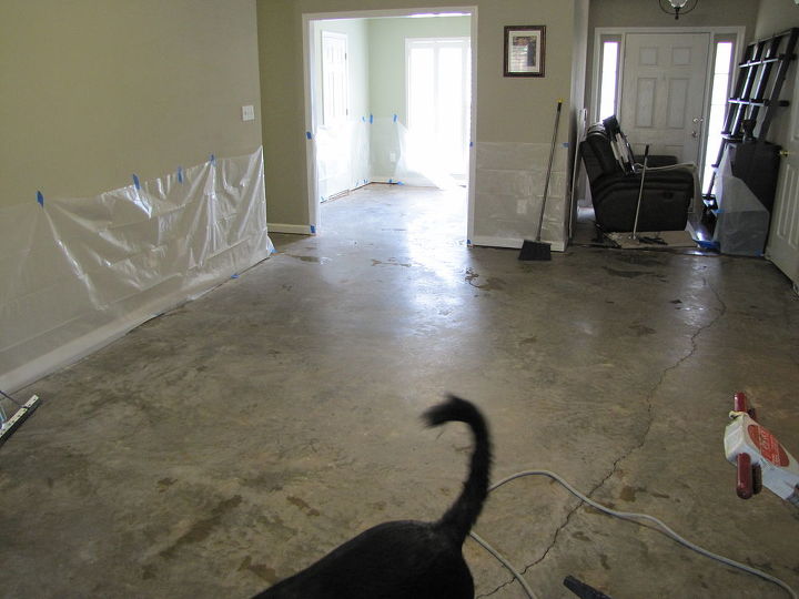acid stained concrete floor project, concrete masonry, flooring, painting