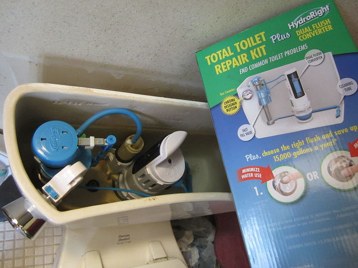 water saving toilet kit, plumbing, European in our bathroom in more ways than one