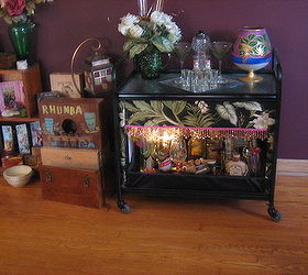 this is one of my favorite repurposing redo over project so far, lighting, painted furniture, it lights up too