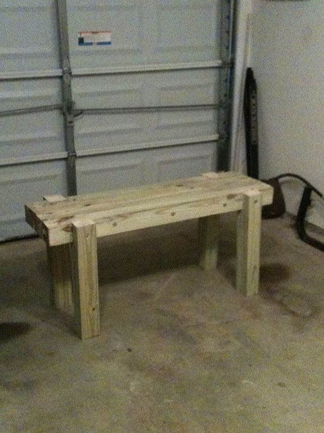 built this bench for my backyard fire pit area know all i need is a fire pit, home decor, Built this bench for my backyard fire pit area Know all I need is a fire pit